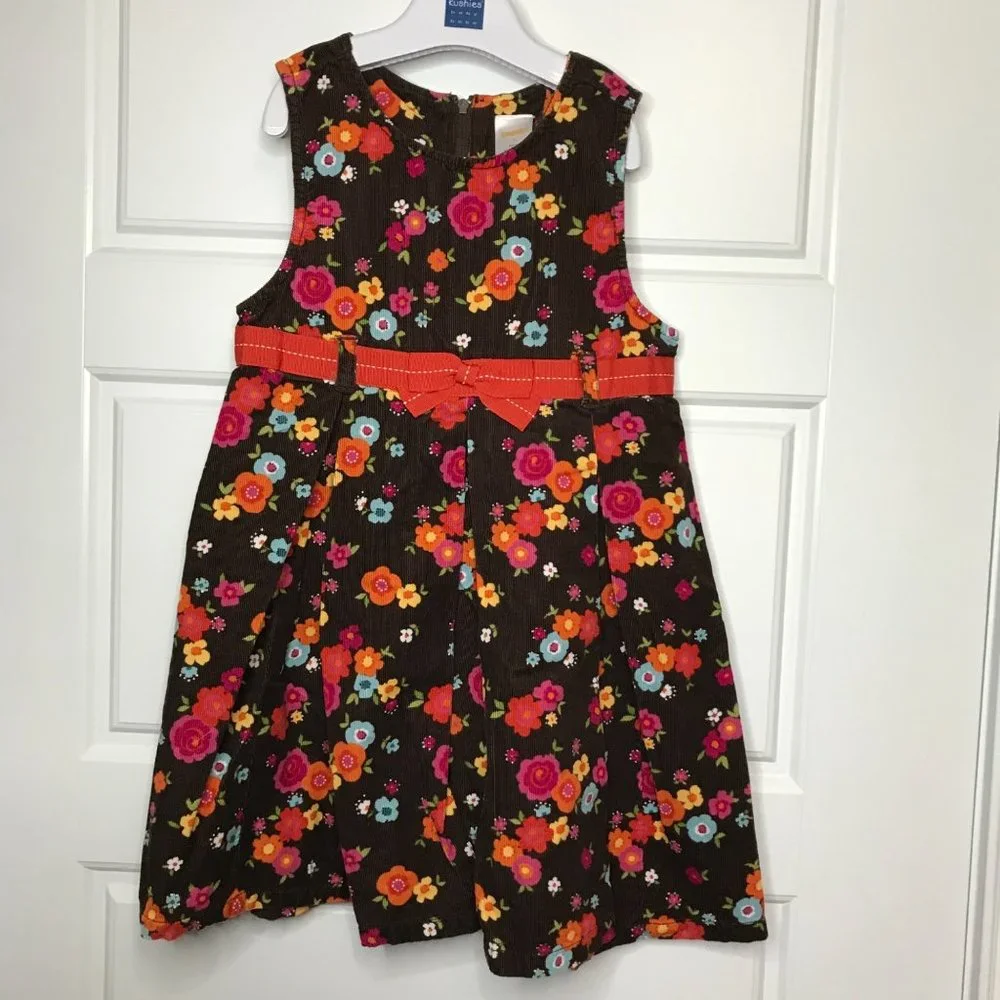Gymboree 100% Cotton Corduroy Floral A-Line Dress Lightweight‎ Girl's Size 6